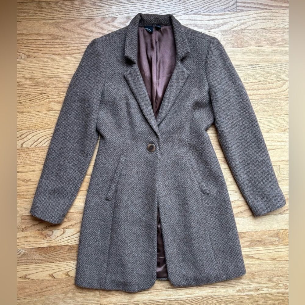 The Fisher Project Notch Collar Alpaca Wool Tweed Blazer Jacket Brown XS